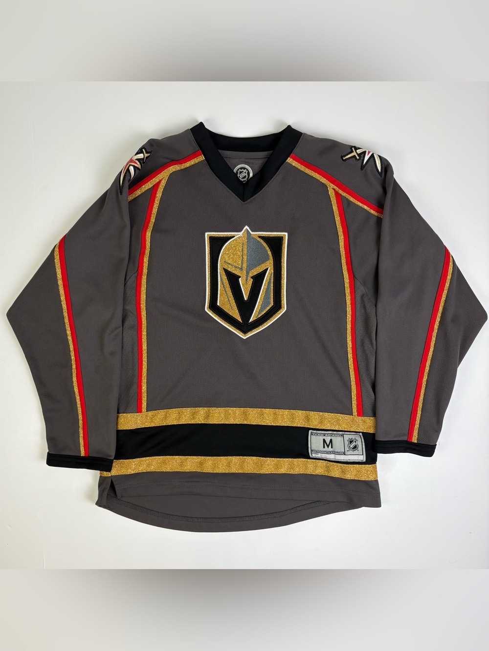 Vegas Golden Knights Jersey Youth Medium 10/12 NHL Hockey Gray Gold VGK